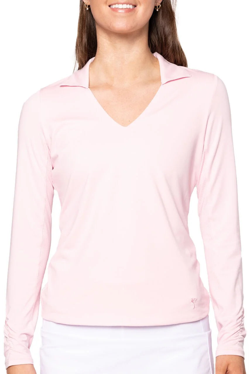 Golftini Long Sleeve Lisa Polo Rose Pink LSLP25RP