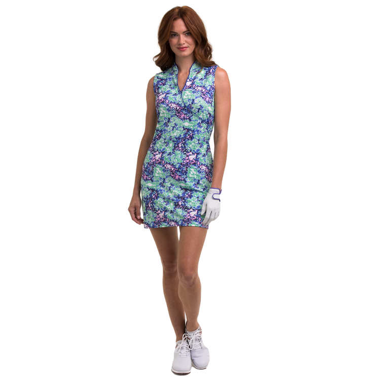 EP NY  Sleeveless Floral Blur Print Dress- Bluebelle Multi