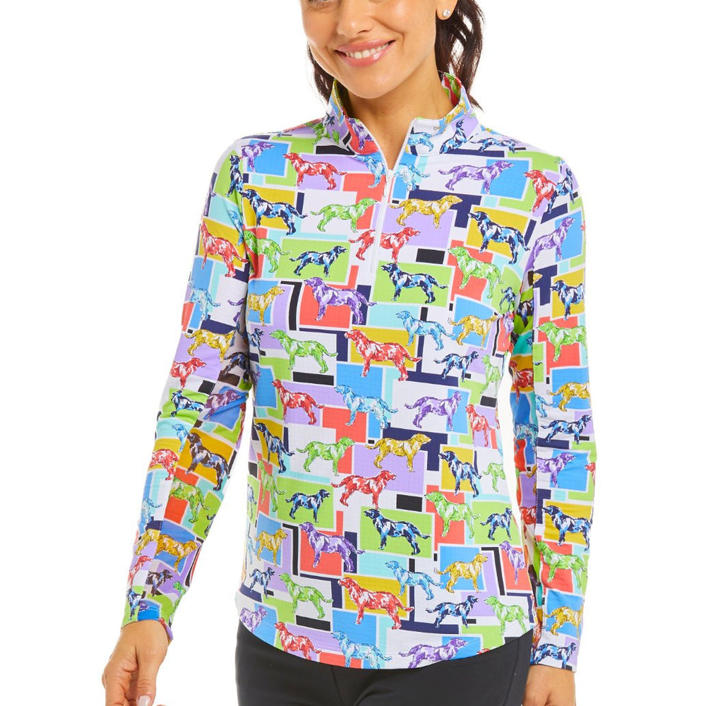 Ibkul Icifil Long Sleeve Sun Shirt:  Zip Mock - Radmondog Multi