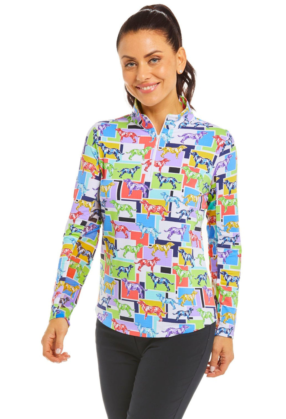 Ibkul Icifil Long Sleeve Sun Shirt:  Zip Mock - Radmondog Multi