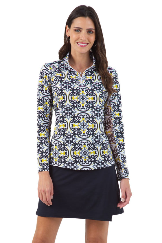 Ibkul Icifil Long Sleeve Sun Shirt SPF 50 Alice Black and Gold