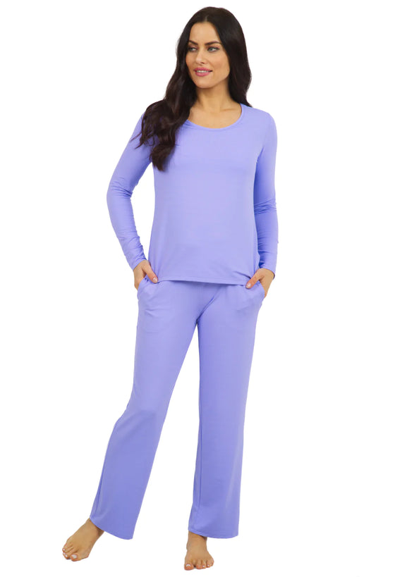 Ibkul   Women's  Crew Neck  Pajama Set - Lavender