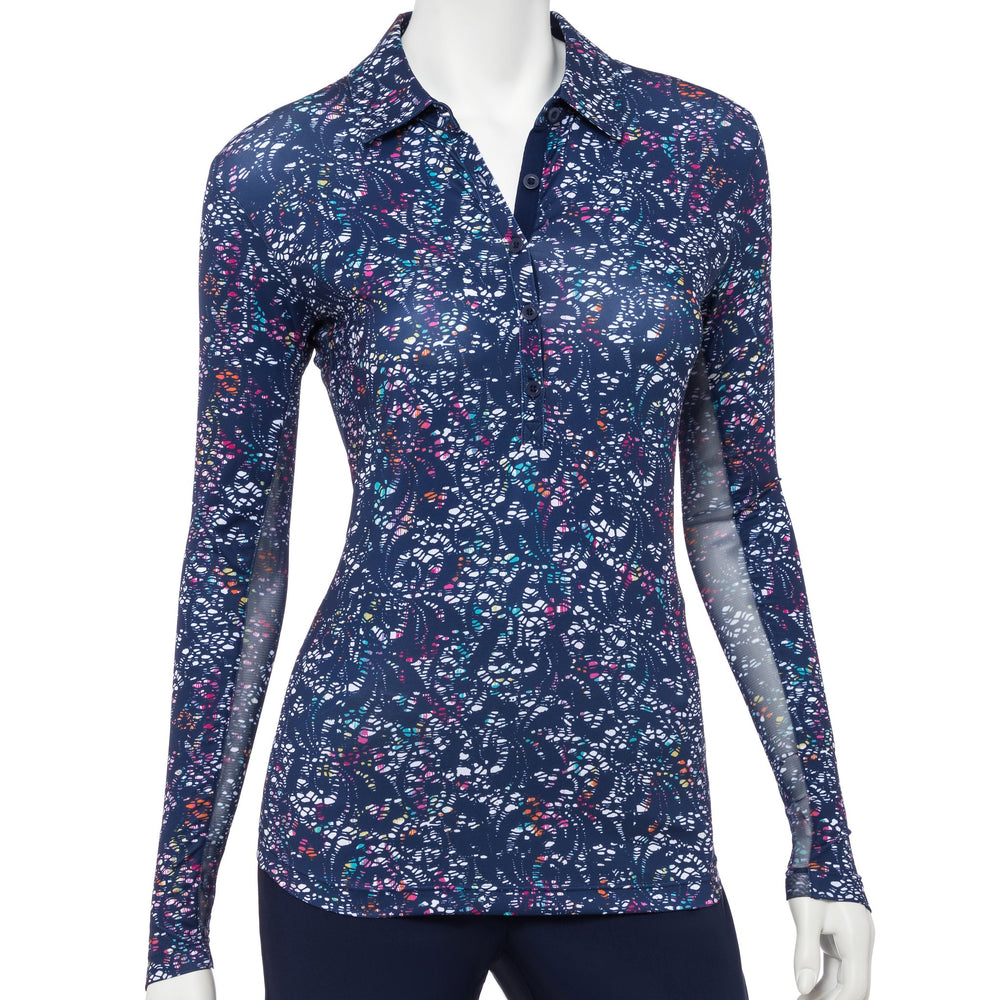 EP NY Long Sleeve Multi Lace Overlay Print Polo | SPF 50