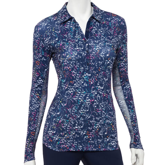 EP NY Long Sleeve Multi Lace Overlay Print Polo | SPF 50