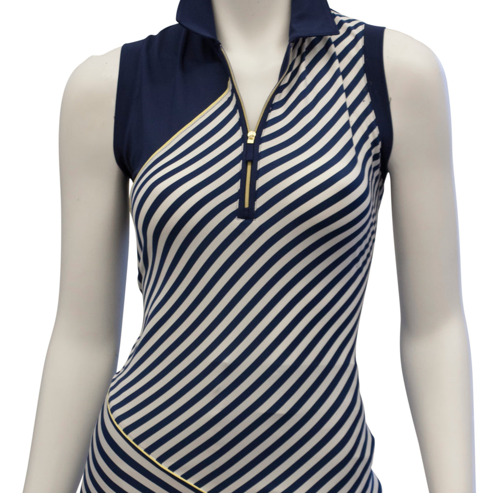 EP NY Sleeveless Stripe Blocked Polo