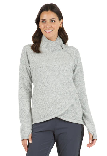 Ibkul  Popcorn Stitch Asymmetrical Zip Pullover - Oxford