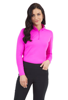  Ibkul Icifil Long Sleeve Zip Mock Neck  SPF 50 | Hot Pink