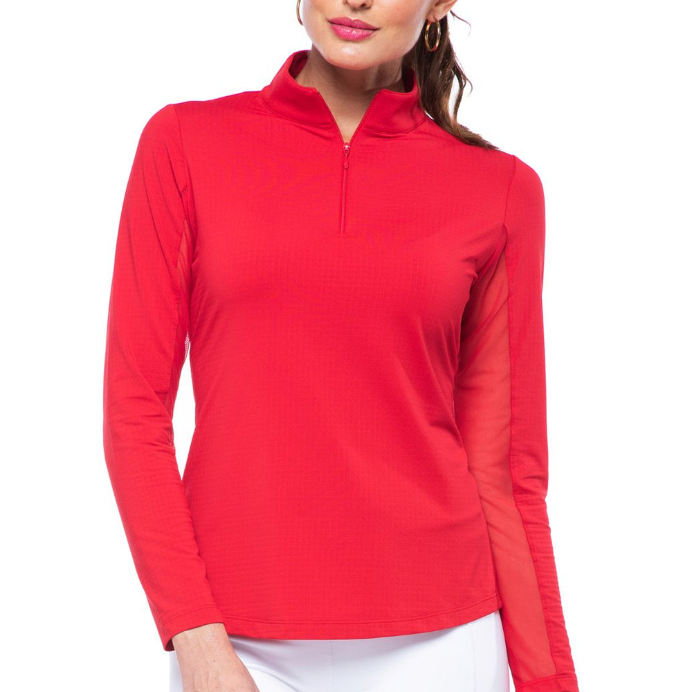 Ibkul Solid Mock Neck Top- Mock
