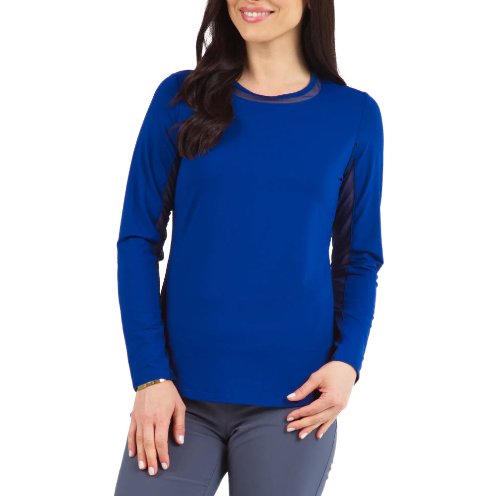 Ibkul Long Sleeve Crew Neck Sun Shirt:  NAVY | SPF 50