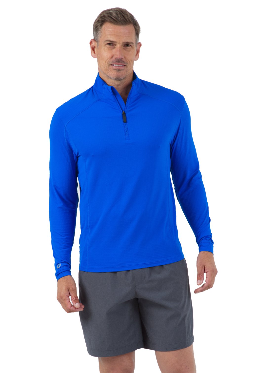 Ibkul   Men's  Long Sleeve Mock Neck  Royal  UPF 50+