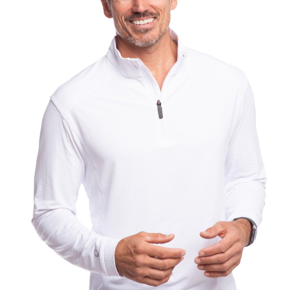 Ibkul Icifil   Men's SPF 50 Long Sleeve Sun Shirt Mock Neck  White