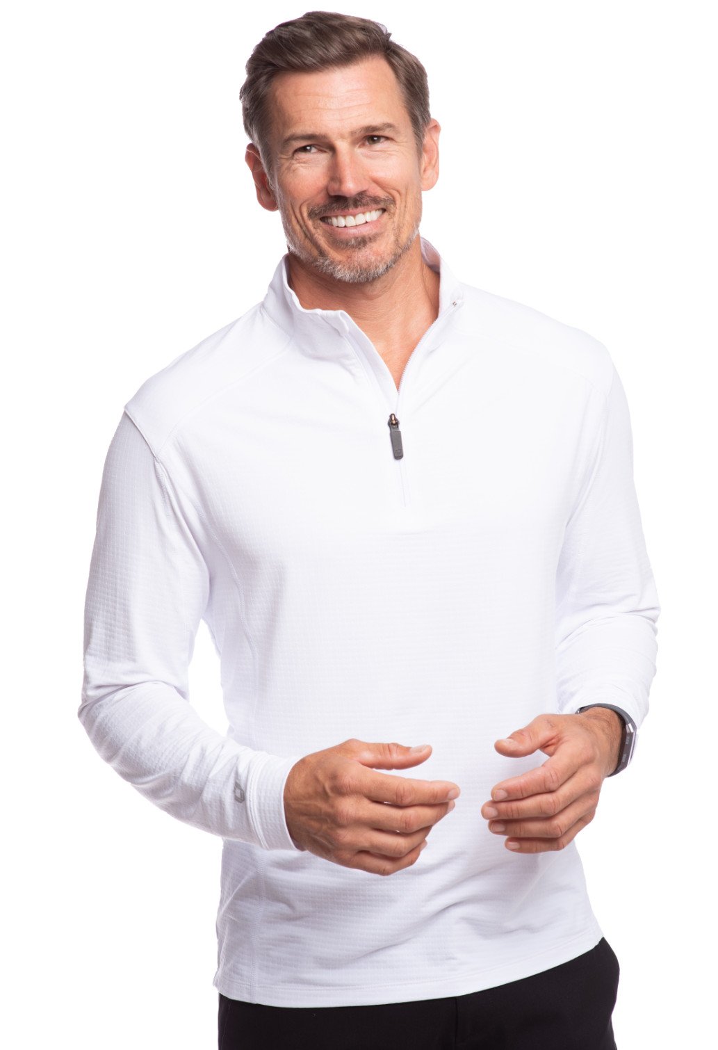 Ibkul Icifil   Men's SPF 50 Long Sleeve Sun Shirt Mock Neck  White