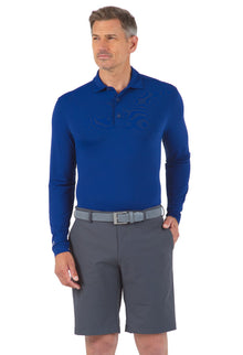  Ibkul   Men's  Long Sleeve Polo Navy  UPF 50+