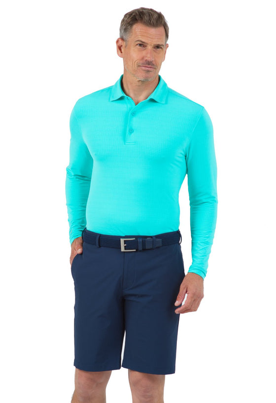 Ibkul   Men's  Long Sleeve Polo Mint UPF 50+