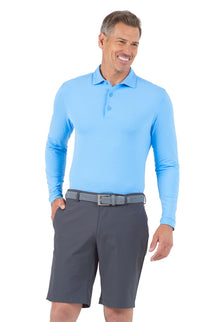  Ibkul   Men's  Long Sleeve Polo Peri  UPF 50+