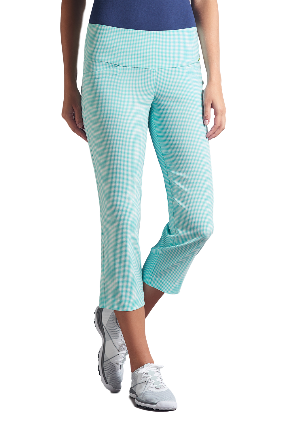 Swing Control Master Gingham Crop Pant - Aqua