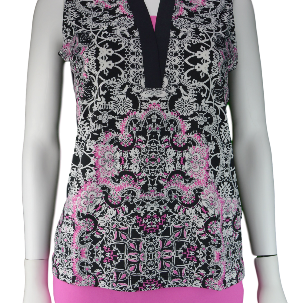 EP NY Marbella Sleeveless Ornate Print Polo