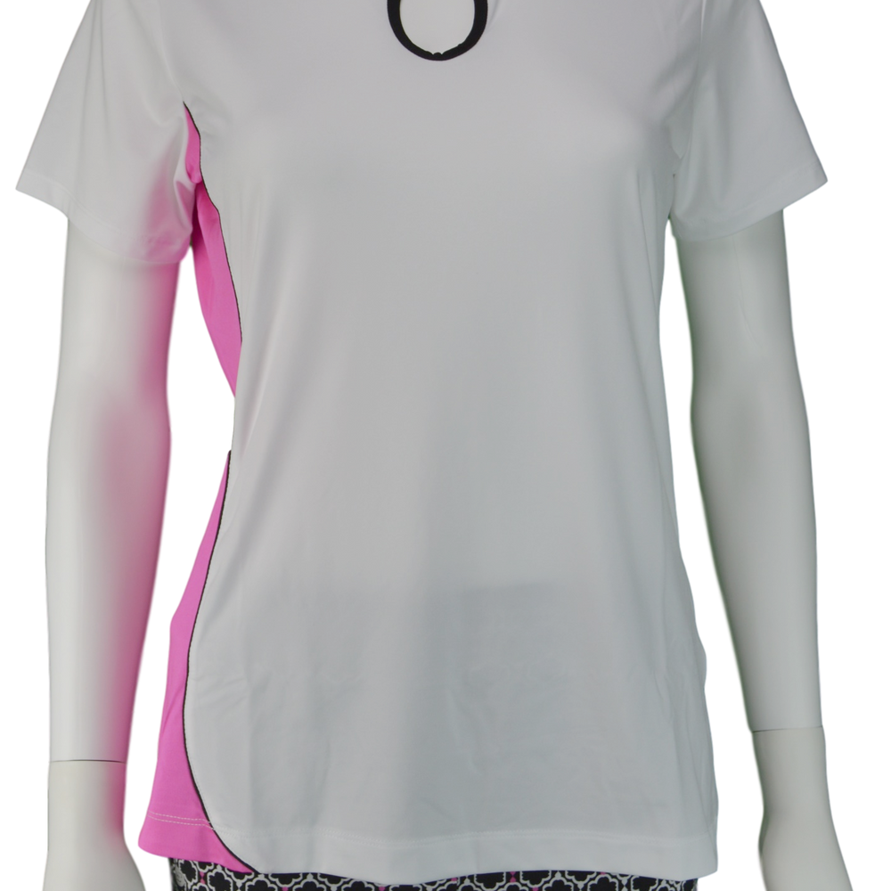 EP NY Marbella Short Sleeve Keyhole Mock