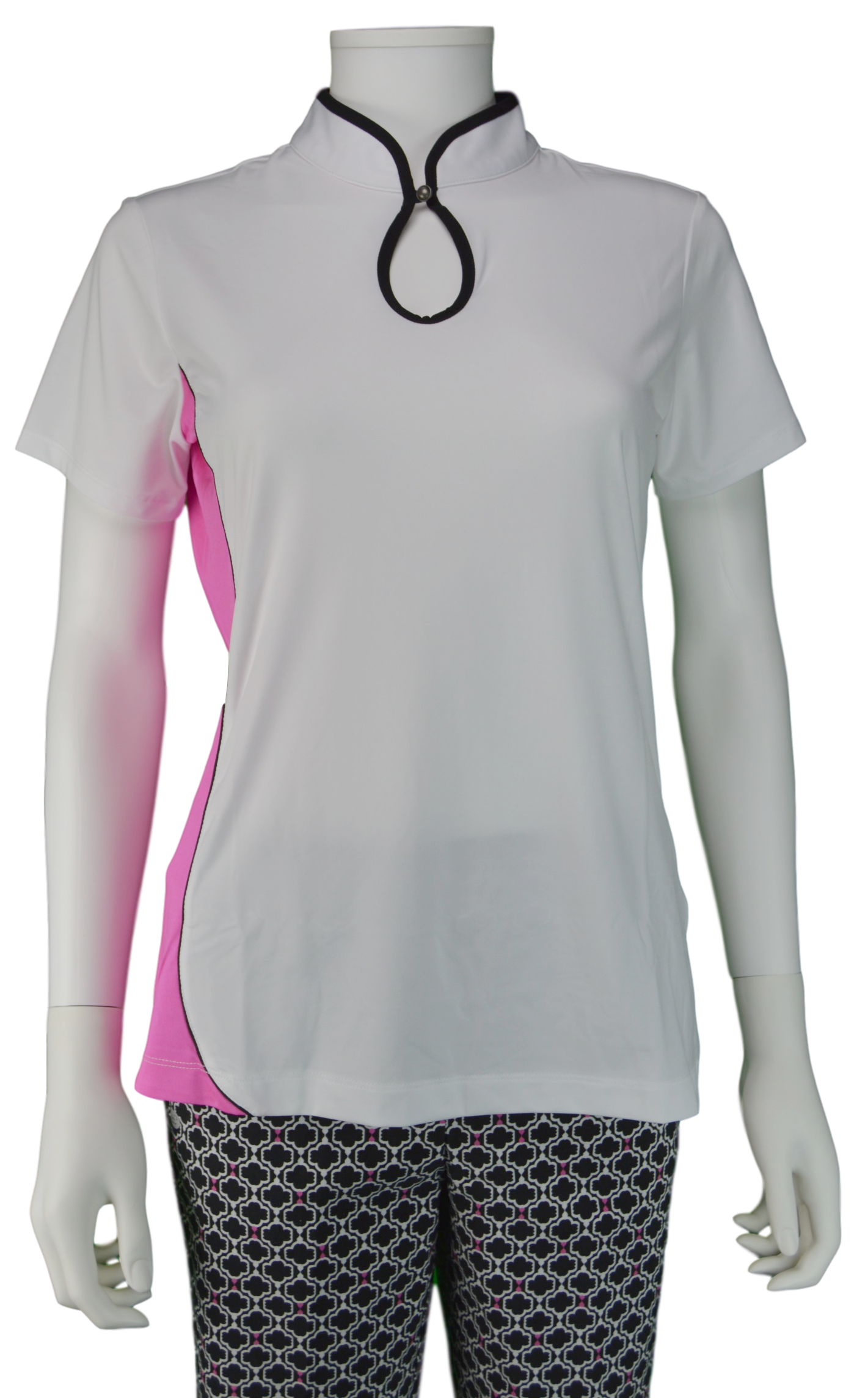 EP NY Marbella Short Sleeve Keyhole Mock