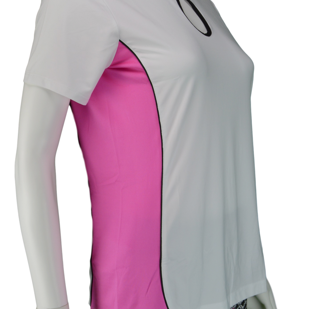 EP NY Marbella Short Sleeve Keyhole Mock