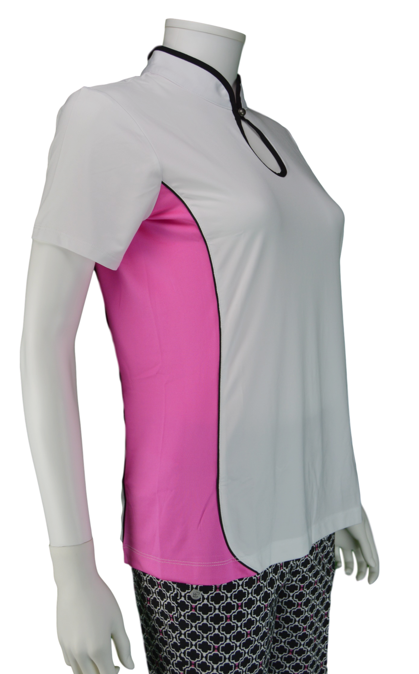EP NY Marbella Short Sleeve Keyhole Mock