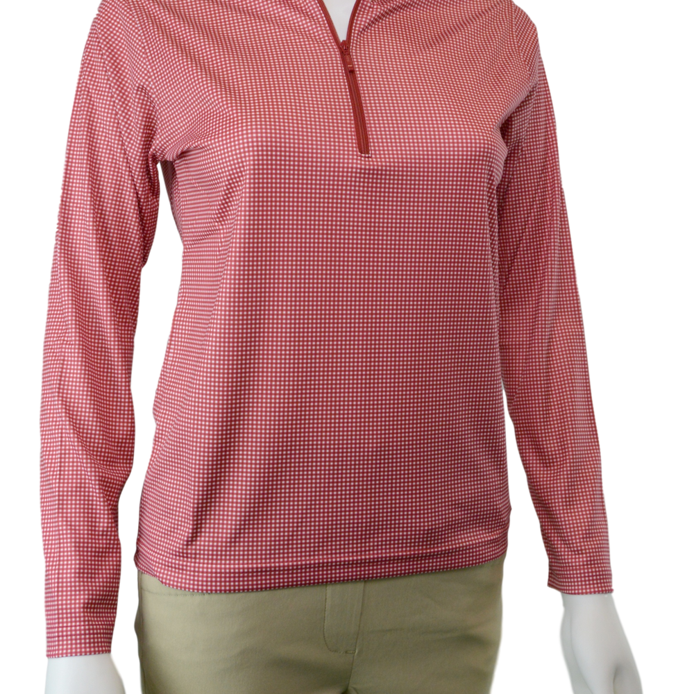 Horn Legend Gingham Print Crimson Shirt | UPF 50