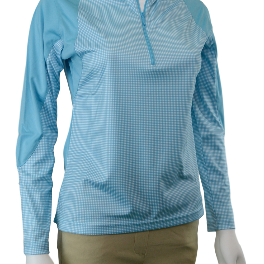 Horn Legend Gingham Print Turquoise Shirt | UPF 50