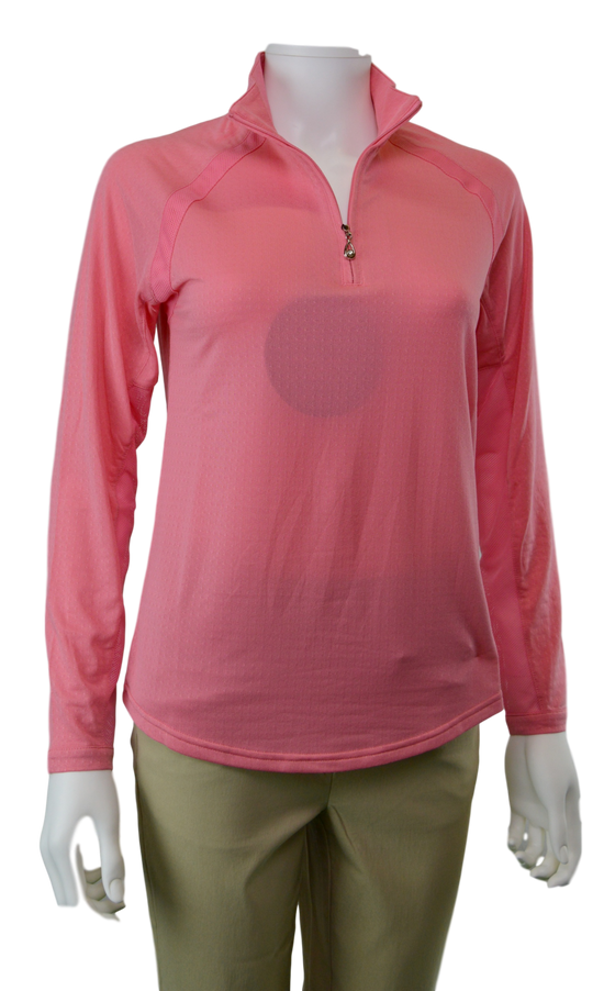 SanSoleil SolTek Zip Mock with Swarovski Crystal Zipper Pull. Watermelon