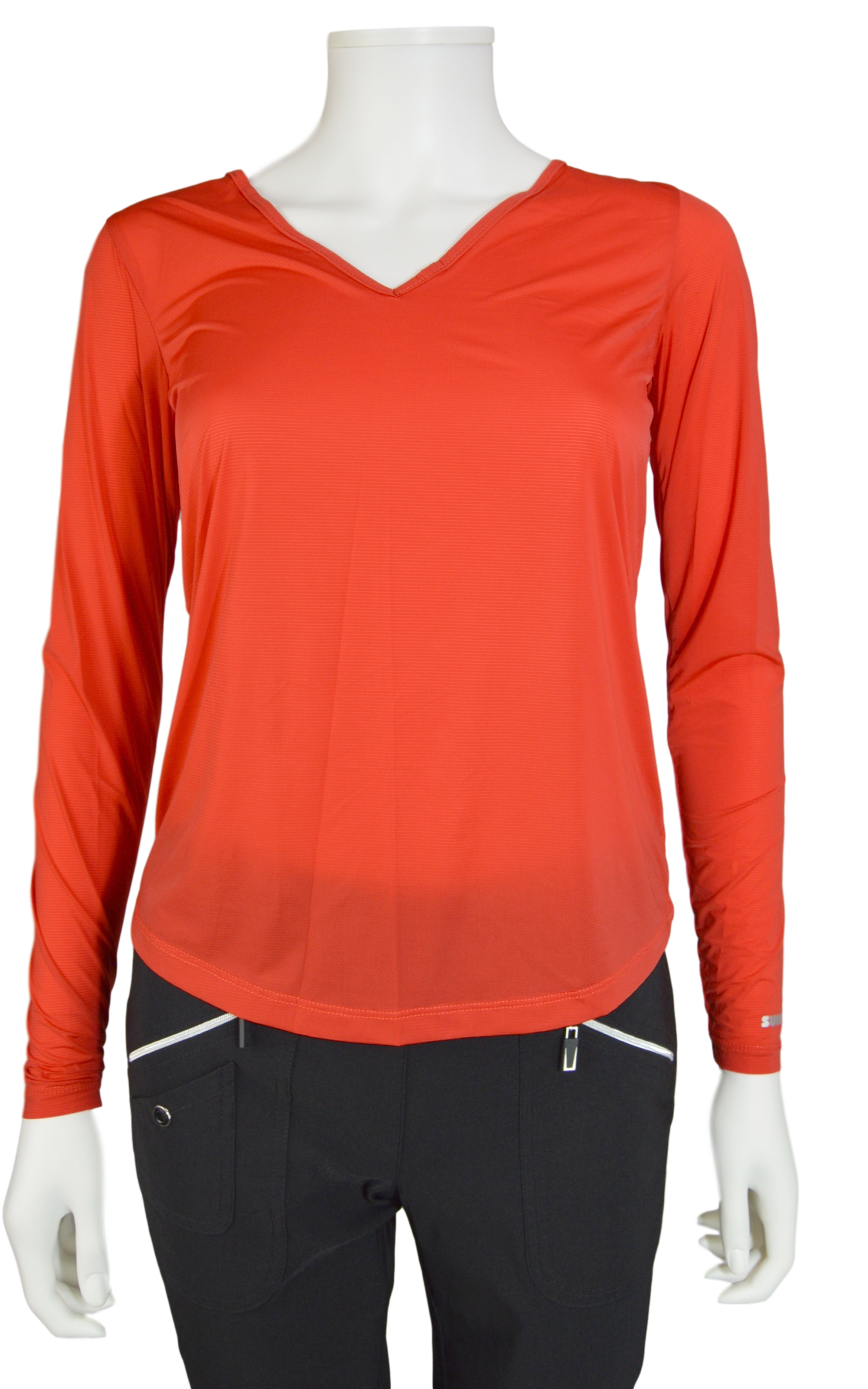 Jamie Sadock Joy Ride Red Sunsense Long Sleeve V Neck Shirt - UPF 30