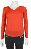 Jamie Sadock Joy Ride Red Sunsense Long Sleeve V Neck Shirt - UPF 30