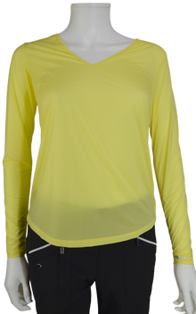  Jamie Sadock Gigabryte Yellow Sunsense Long Sleeve V Neck Shirt - UPF 30