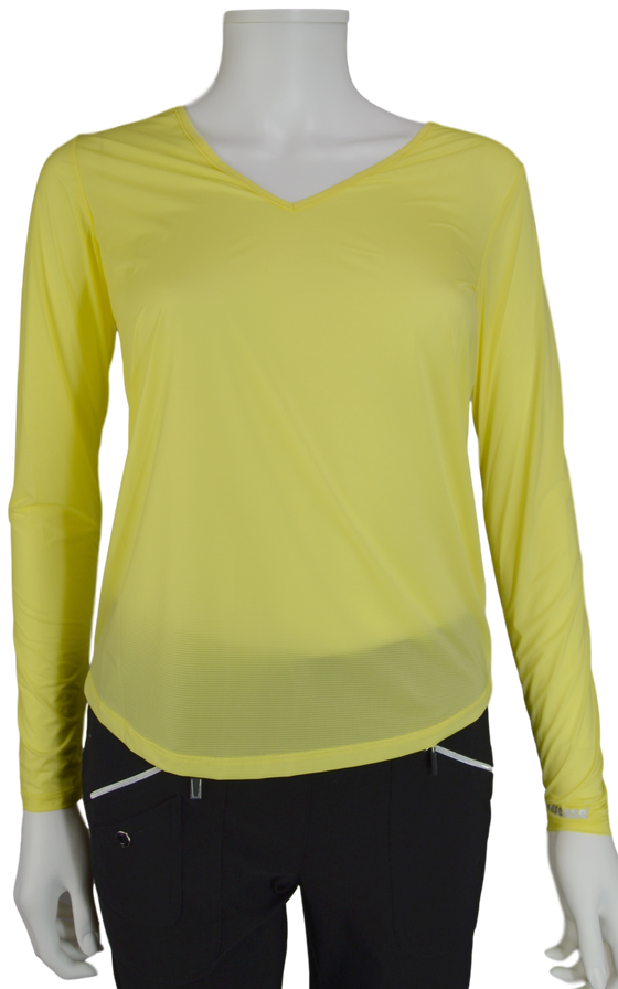 Jamie Sadock Gigabryte Yellow Sunsense Long Sleeve V Neck Shirt - UPF 30