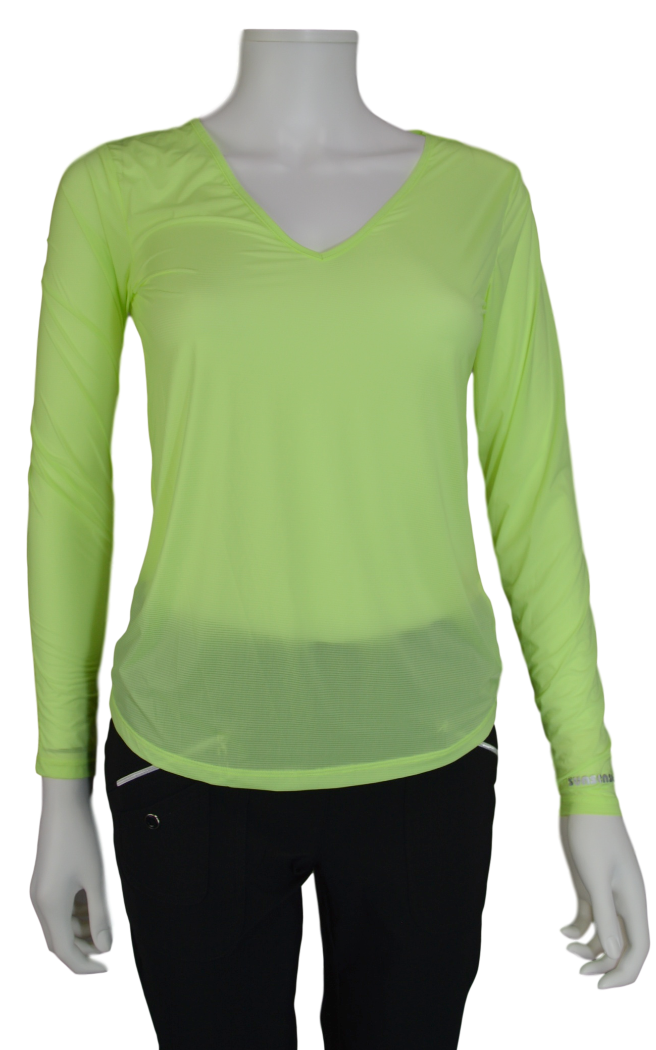 Jamie Sadock Shockwave Lime Green Sunsense Long Sleeve V Neck Shirt - UPF 30