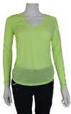 Jamie Sadock Shockwave Lime Green Sunsense Long Sleeve V Neck Shirt - UPF 30