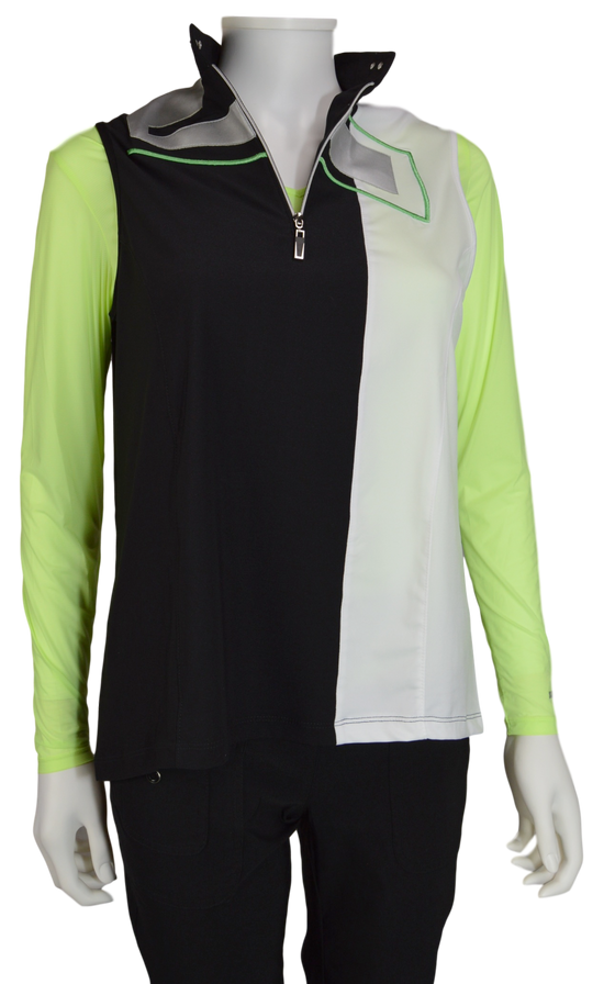 Jamie Sadock Shockwave Lime Green Sunsense Long Sleeve V Neck Shirt - UPF 30