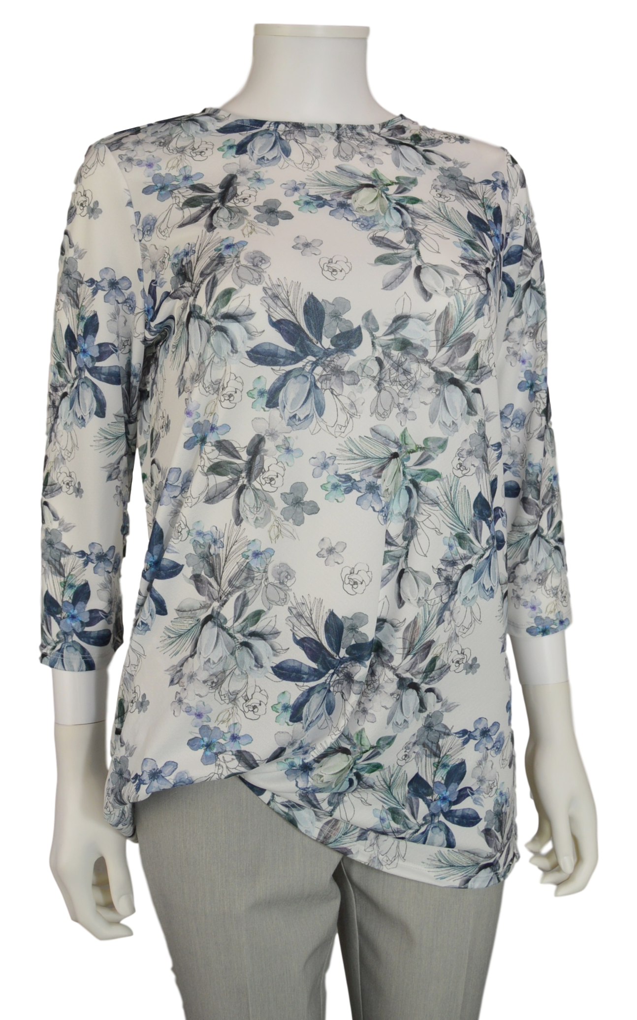 Lisette L Sport 28" Wildwood Print 3/4 Sleeve Shirt with Rushed Bottom (LS347308)