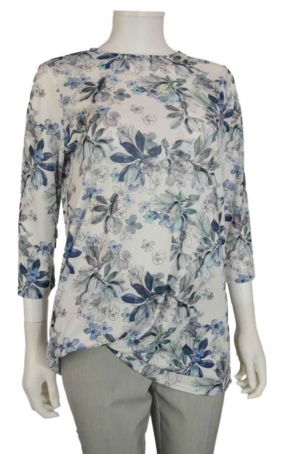 Lisette L Sport 28" Wildwood Print 3/4 Sleeve Shirt with Rushed Bottom (LS347308)