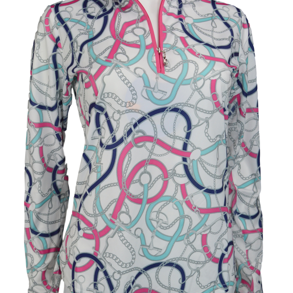SanSoleil SolCool Print Zip Mock. 900463 Unbridled Pink | SPF 50
