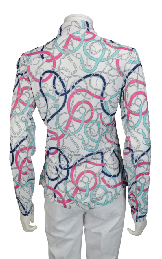 SanSoleil SolCool Print Zip Mock. 900463 Unbridled Pink | SPF 50