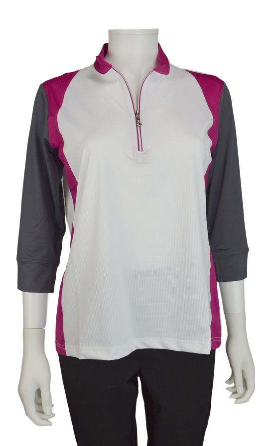Sport Haley Della Color Block 3/4 Sleeve Mock
