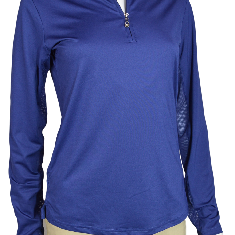 SanSoleil 900434 SunGlow Zip Mock. Navy | SPF 50