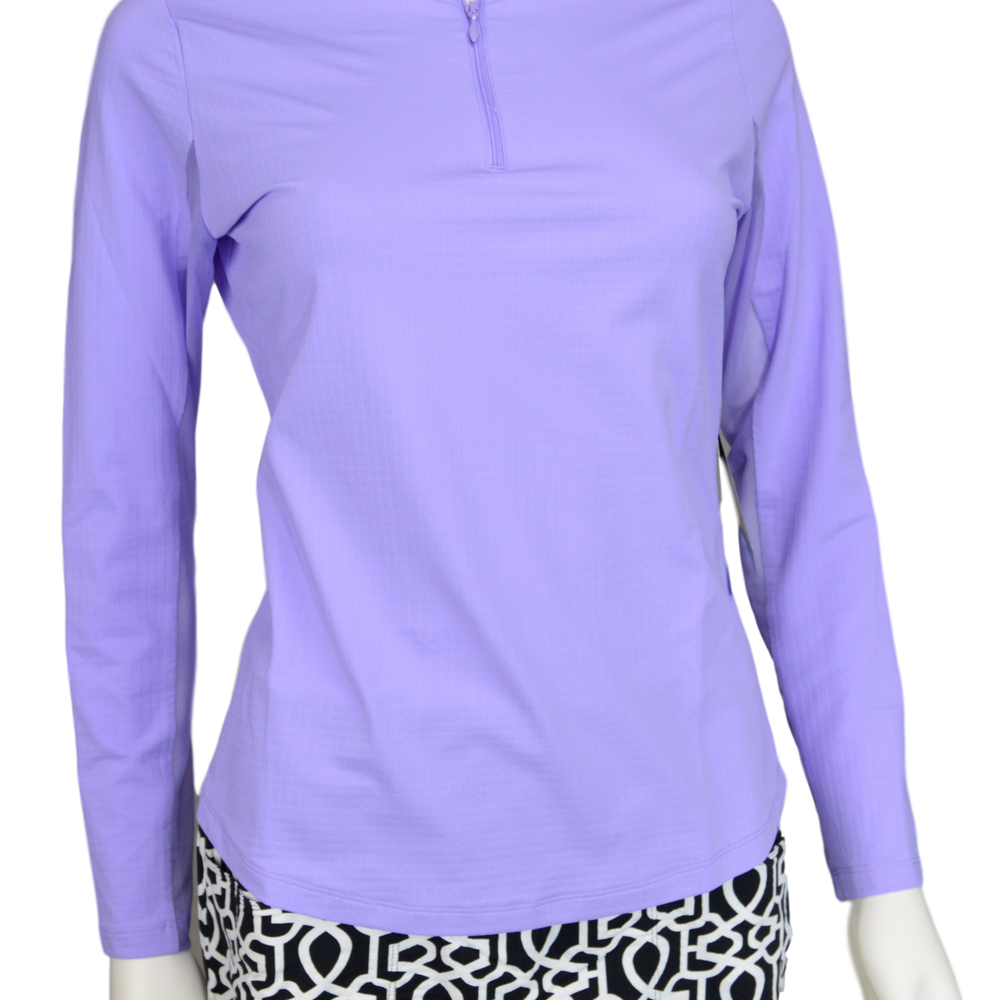 Ibkul Solid Mock Neck Top- Lavender