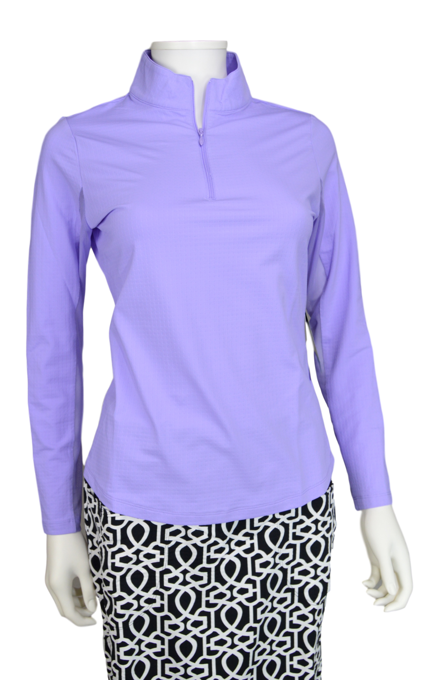 Ibkul Solid Mock Neck Top- Lavender