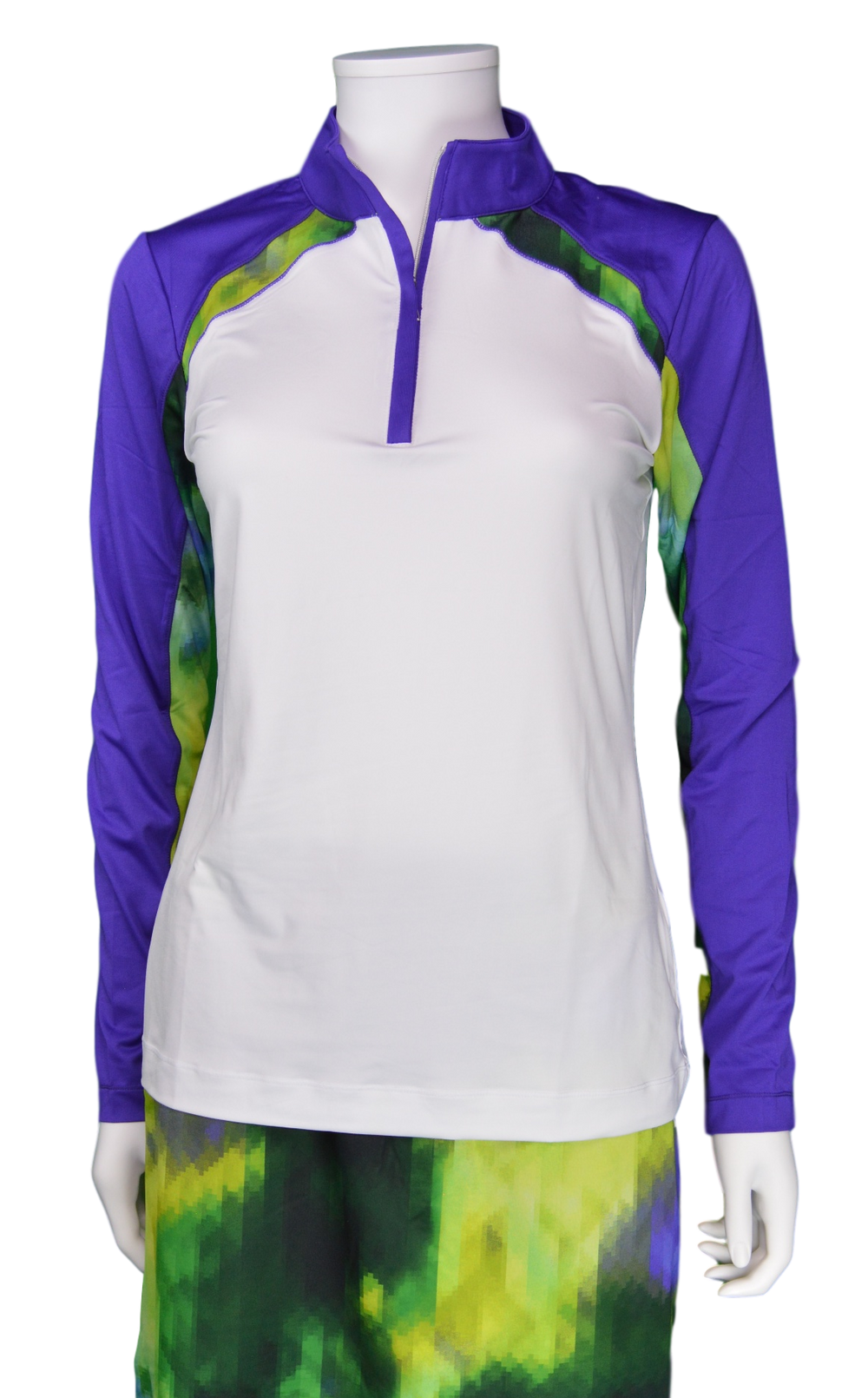 EP Pro Long Sleeve Zip Mock - White Print