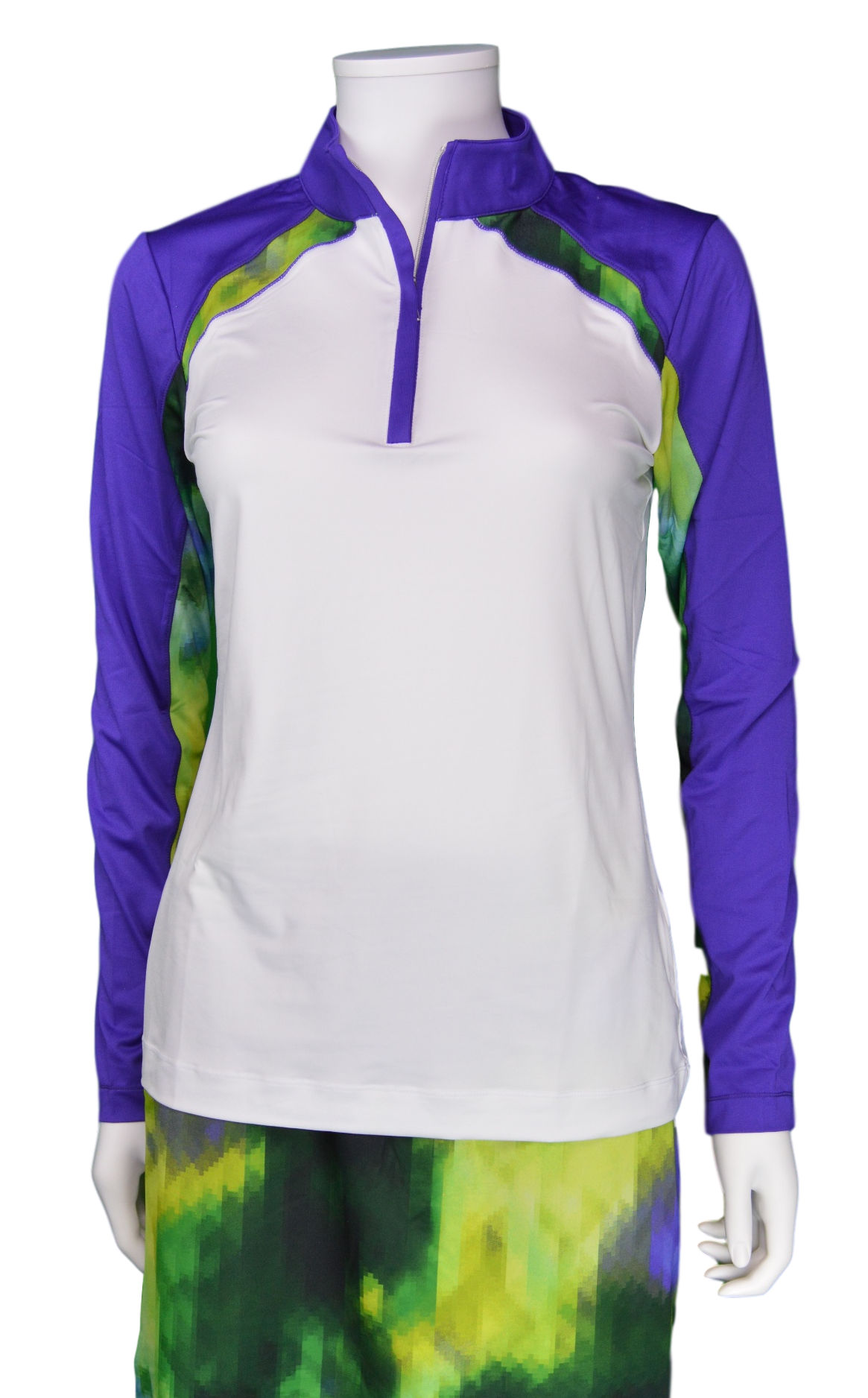 EP Pro Long Sleeve Zip Mock - White Print