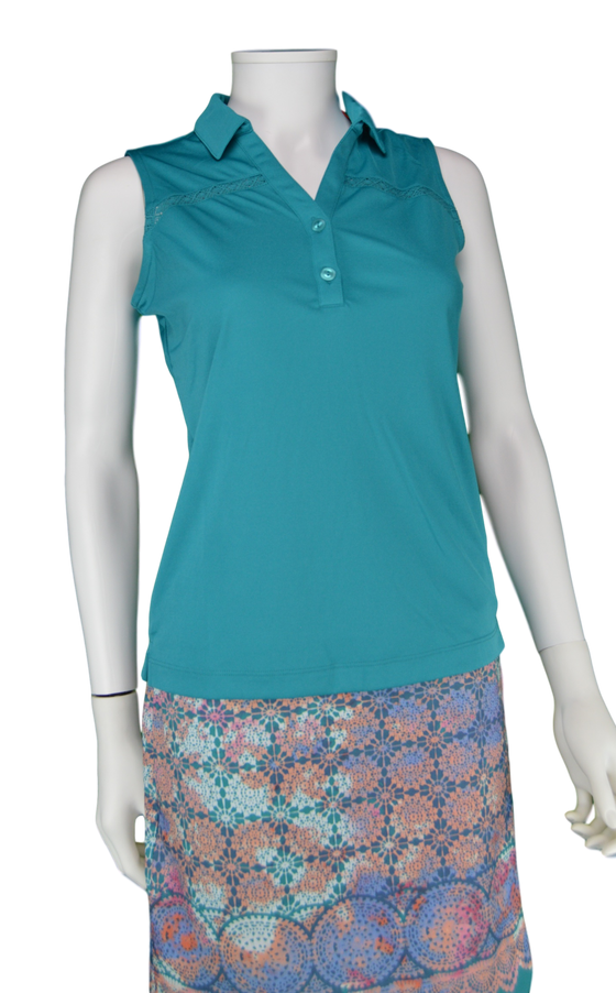 EP Pro Cassis Tour Tech Sleeveless Polo - Aqua Crush