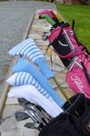 Silver and Orange Club Sock Golf Headcover