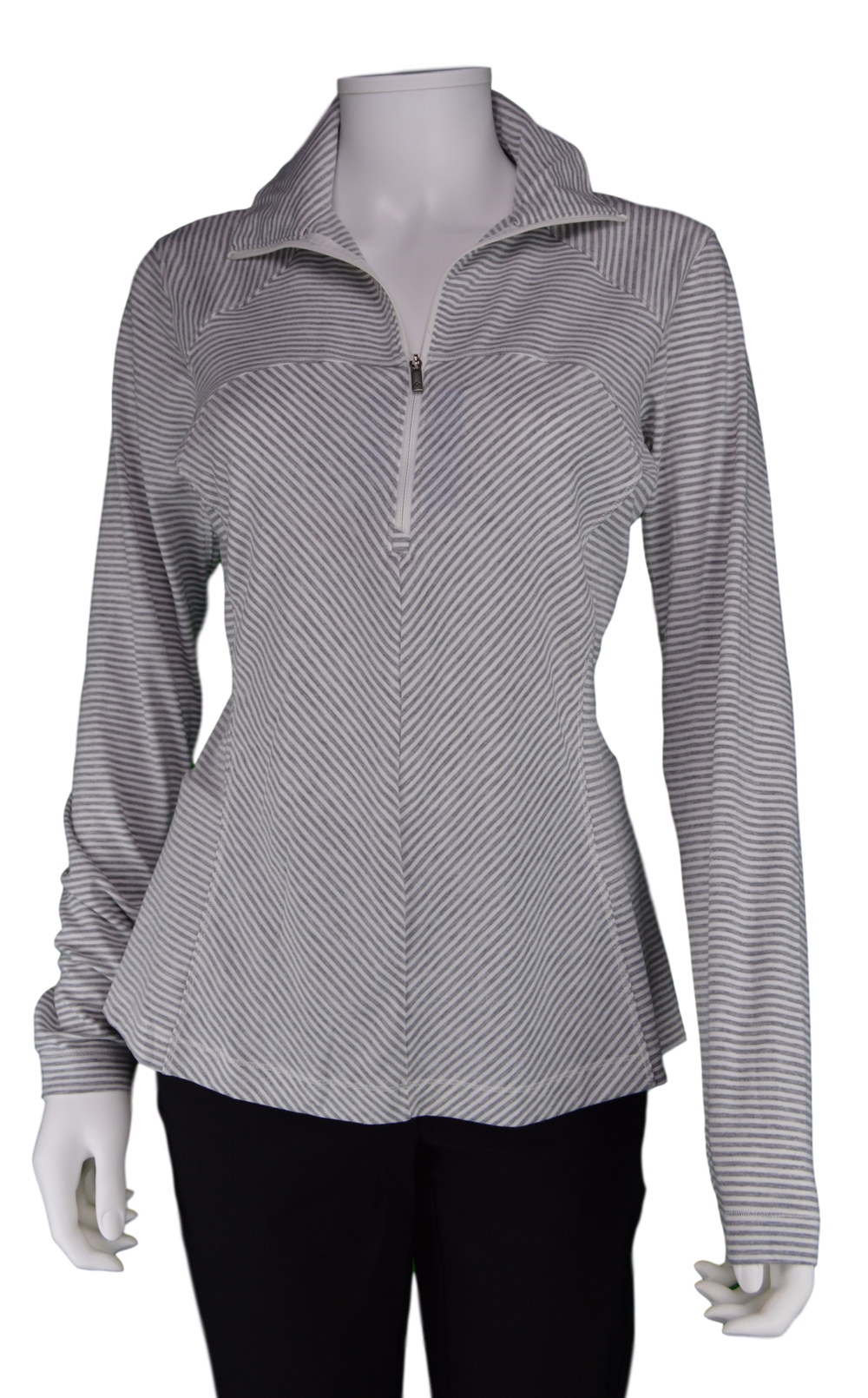Columbia Stripe Zip Layer UPF 40 Golf Shirt | Grey/White