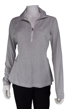  Columbia Stripe Zip Layer UPF 40 Golf Shirt | Grey/White