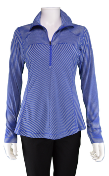  Columbia Stripe Zip Layer UPF 40 Golf Shirt | Blue/White